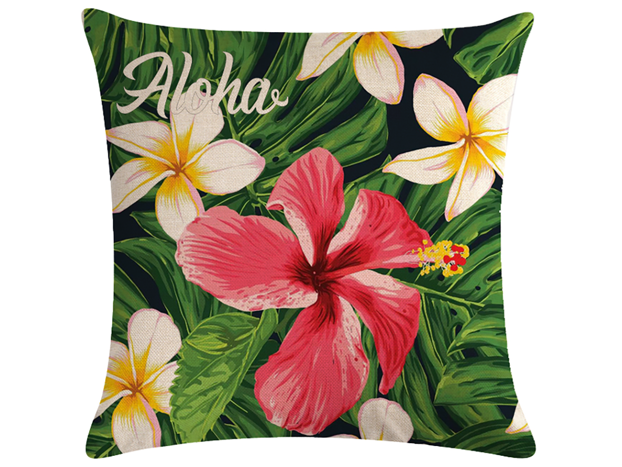 "Aloha" Tropical Floral Print Cushion Pillowcase 18x18", MOQ-4